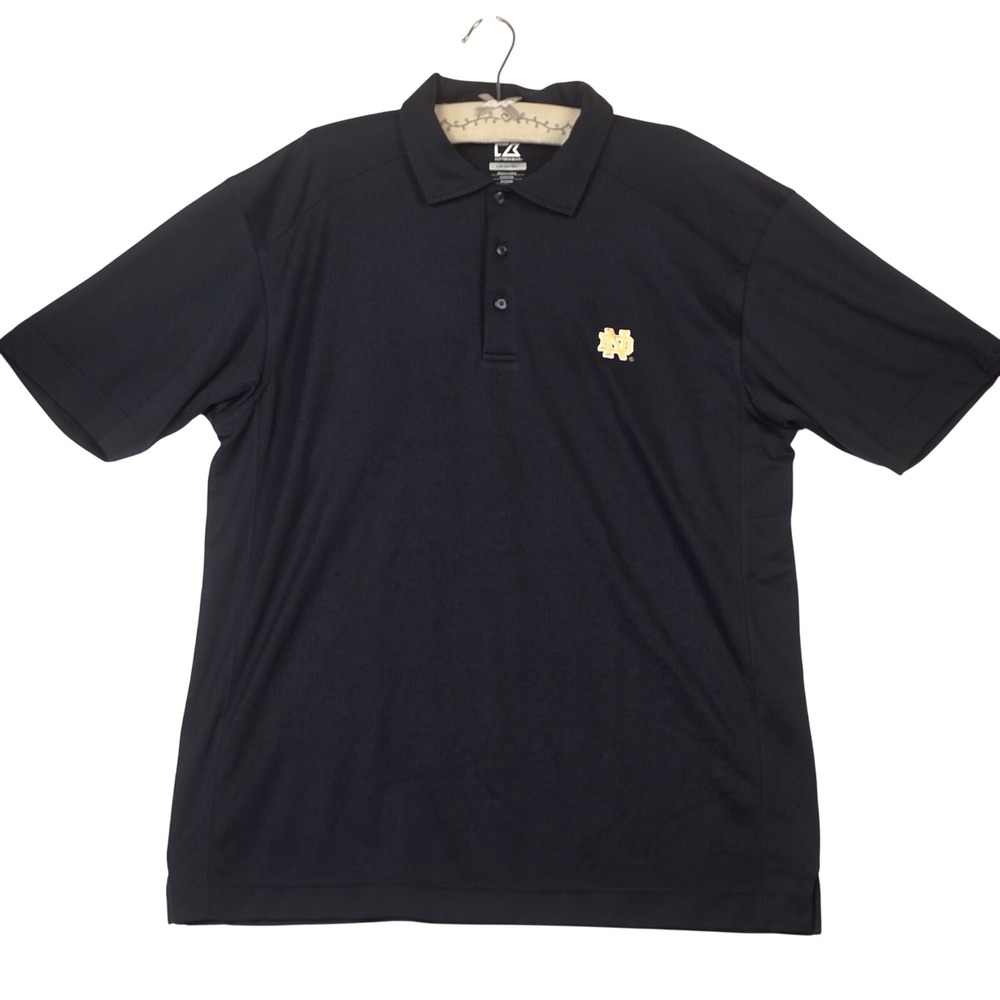 Cutter & Buck Mens Notre Dame Fighting Irish Navy Blue DryTec Polo Shirt Large